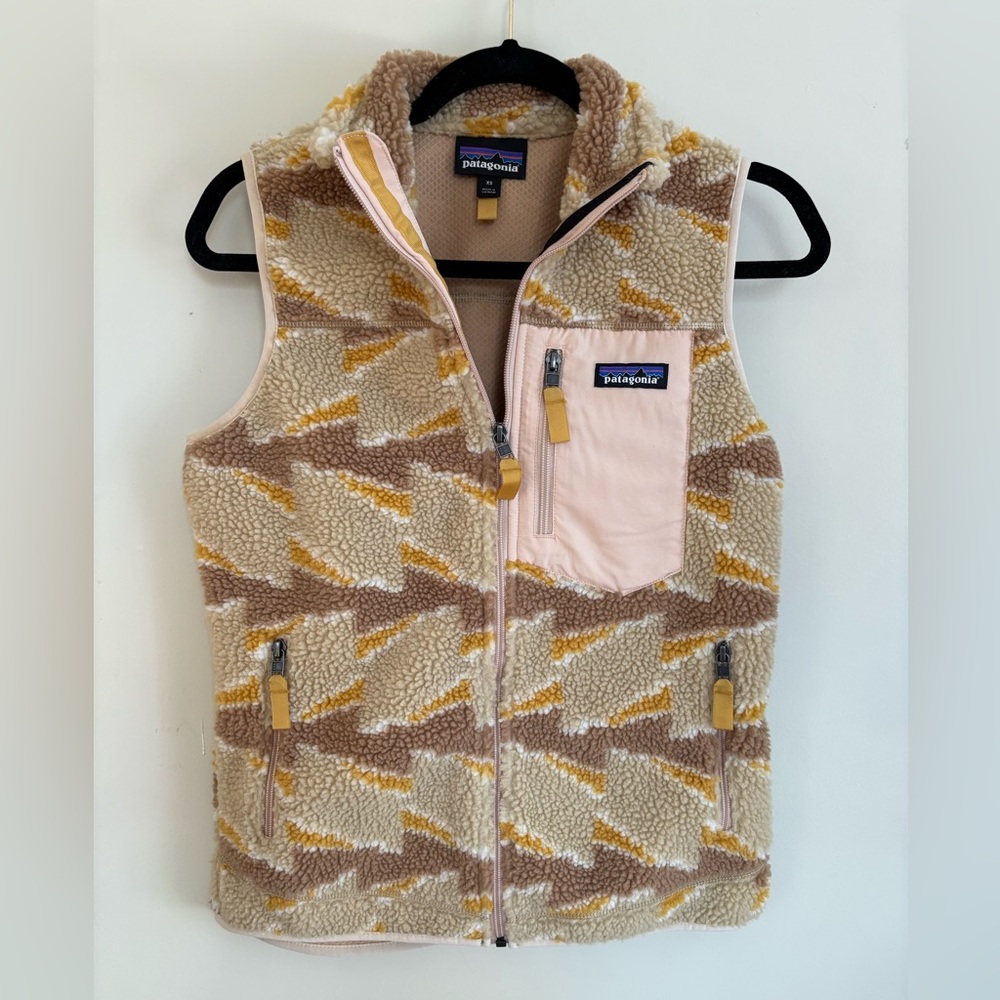 Patagonia XS Fleece Vest with Cream and Tan